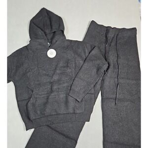Sweetkama‎ Womens Black Hooded Knit Lounge Set Size Small NWT